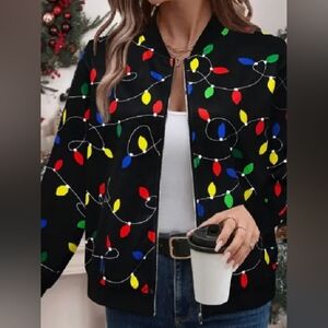 Festive Black Jacket with Multicolor Lights Design